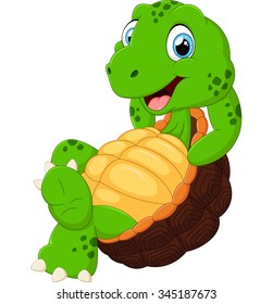 Cute turtle cartoon posing