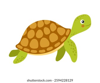 Cute turtle, cartoon sea animal character isolated illustration, hand drawn vector clipart for kids