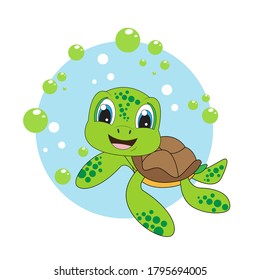 cute turtle cartoon simple vector design