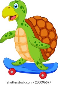 Cute turtle cartoon with skateboard