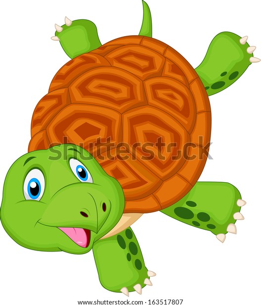 Cute Turtle Cartoon Standing Hand Stock Vector (Royalty Free) 163517807