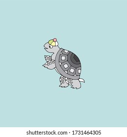 Cute turtle. Cartoon style isolated vector illustration.