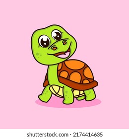Cute turtle cartoon vector icon illustration. flat cartoon style