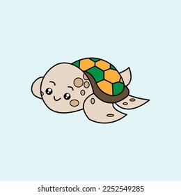 Cute Turtle Cartoon. vector illustration