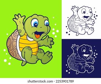 Cute Turtle  Cartoon Vector Illustration. Animal Style