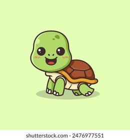 Cute Turtle Cartoon Vector Illustration