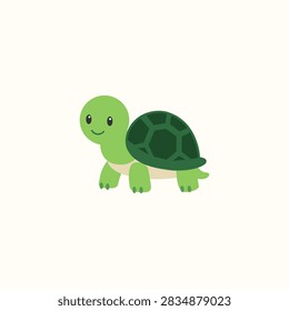 Cute Turtle Cartoon Vector, Wild Reptile Character