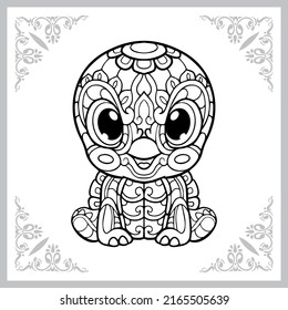 cute turtle cartoon zentangle arts. isolated on white background.