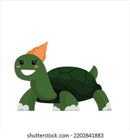 Cute Turtle Character Design Illustration 