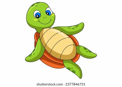 Cute Turtle Character Design Illustration