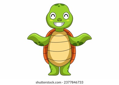 Cute Turtle Character Design Illustration
