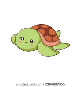 Cute Turtle Character Design Illustration