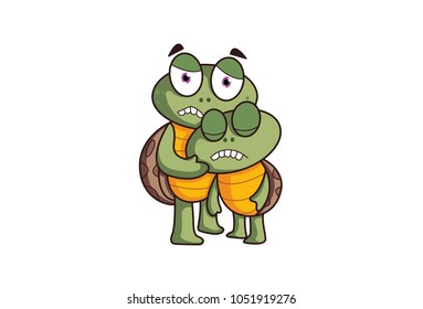 Cute Turtle Character. Vector Illustration. Isolated on white background.