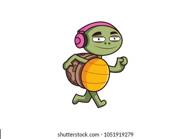 Cute Turtle Character. Vector Illustration. Isolated on white background.