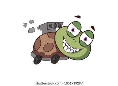 Cute Turtle Character. Vector Illustration. Isolated on white background.
