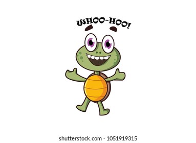 Cute Turtle Character. Vector Illustration. Isolated on white background.