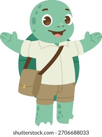 cute turtle character in a welcome pose