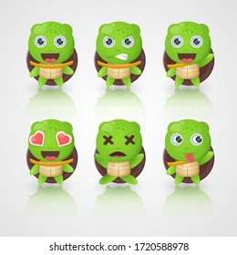 Cute turtle characters in various expressions
