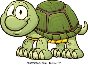 Cute turtle clip art. Vector cartoon illustration with simple gradients. All in a single layer.