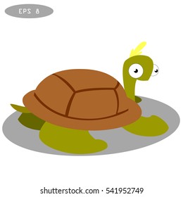 Cute turtle clip art. Vector cartoon illustration with simple gradients.