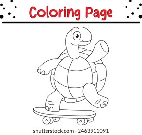 cute turtle coloring page. Animal coloring book for kids