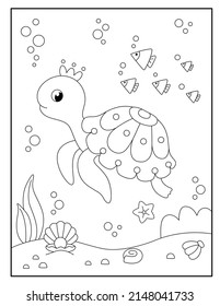 Cute turtle coloring pages for kids