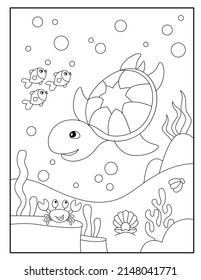 Cute turtle coloring pages for kids