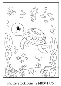 Cute turtle coloring pages for kids