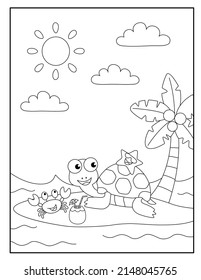 Cute turtle coloring pages for kids