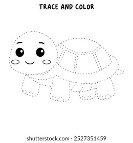 Uma página de coloração de tartaruga bonito para crianças. Tartaruga de traço e cor. Vetor de ilustração de contorno de tartaruga desenhada à mão para livros de colorir. Planilhas de animais de jardim de infância e pré-escola imprimíveis para crianças.