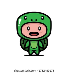 Cute turtle costume animal design illustration template vector