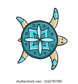 Cute Turtle design. Tortoise art print isolated on white