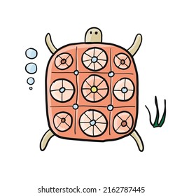 Cute Turtle design. Tortoise art print isolated on white