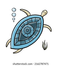 Cute Turtle Design. Tortoise-Kunstdruck einzeln auf Weiß