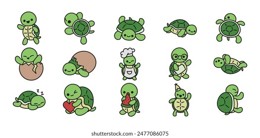 Cute Turtle Doodle Set Collection