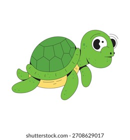 Cute turtle flat design cartoon icon illustration