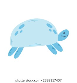 Cute turtle in flat style. Kids hand drawn turtle. Vector illustration.