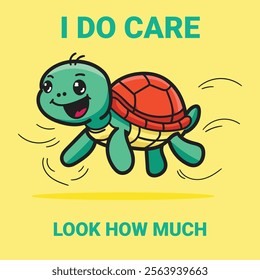 Cute Turtle Flying with Smile Expression good for Design Element or Meme