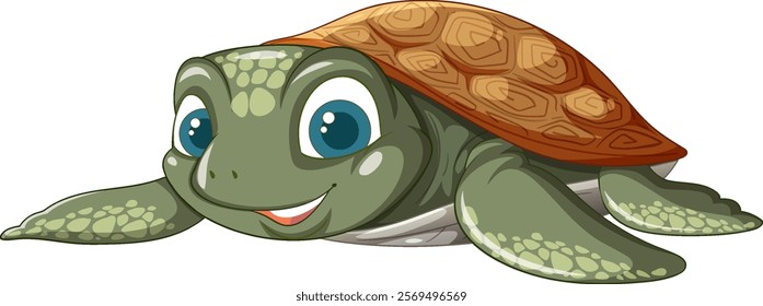 Cute turtle with a friendly expression and shell