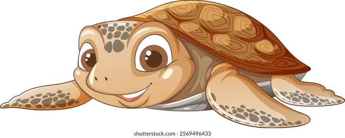 Cute turtle with a friendly, smiling expression