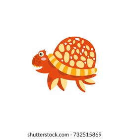 Cute turtle, funny sea creature hand drawn vector Illustration