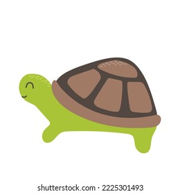Cute turtle hand drawn in doodle style illustration for children. Vector illustration on white
