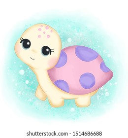 cute turtle illustration for personal project, background, invitation, wallpaper and many more