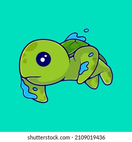cute turtle illustration swimming. Suitable for mascot designs, stickers, t-shirts, and more about cute turtles