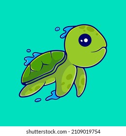 cute turtle illustration swimming. Suitable for mascot designs, stickers, t-shirts, and more about cute turtles