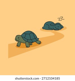 Niedliche Schildkröte Illustration - Walking und Schlafende Schildkröten