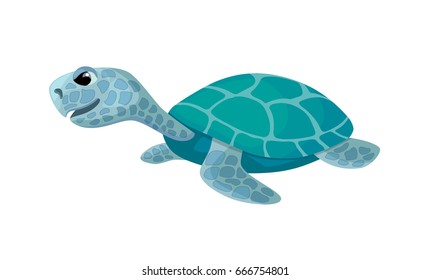 cute turtle, isolated cartoon image, vector illustration