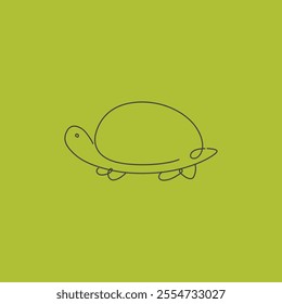 Cute turtle line drawing flat vector design