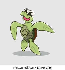 cute turtle logo design vector