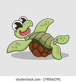 cute turtle logo design vector